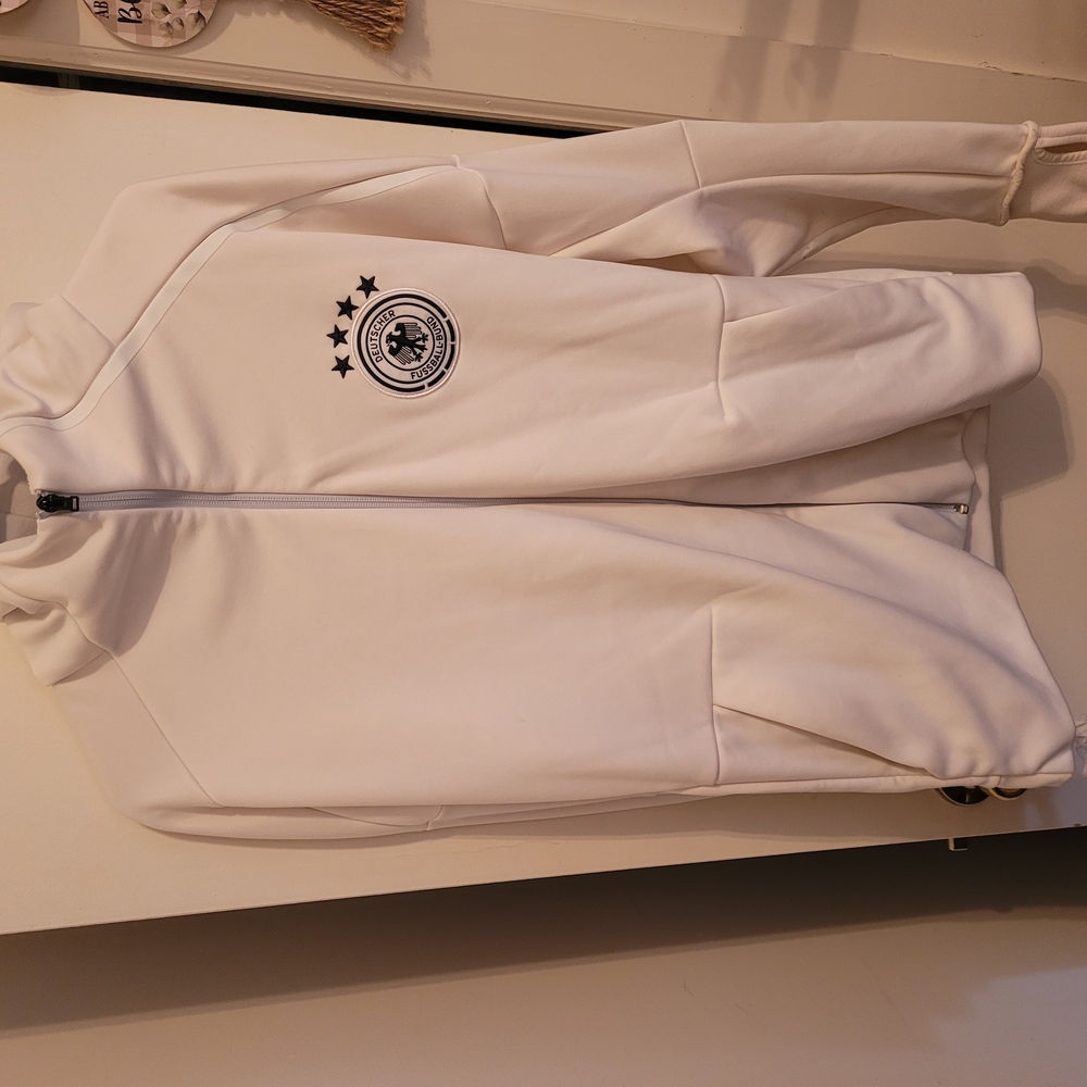 White Zip-Up Jacket with  Germany Logo ADIDAS